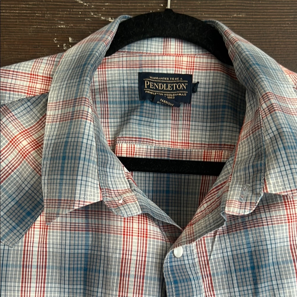 Pendleton Men's Plaid Shirt - Red and Blue